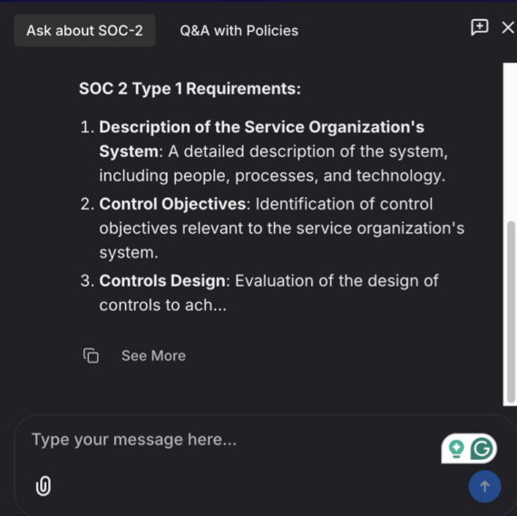 SOC 2 Requirements Interface