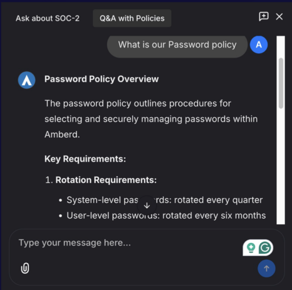 Q&A with Policies Interface